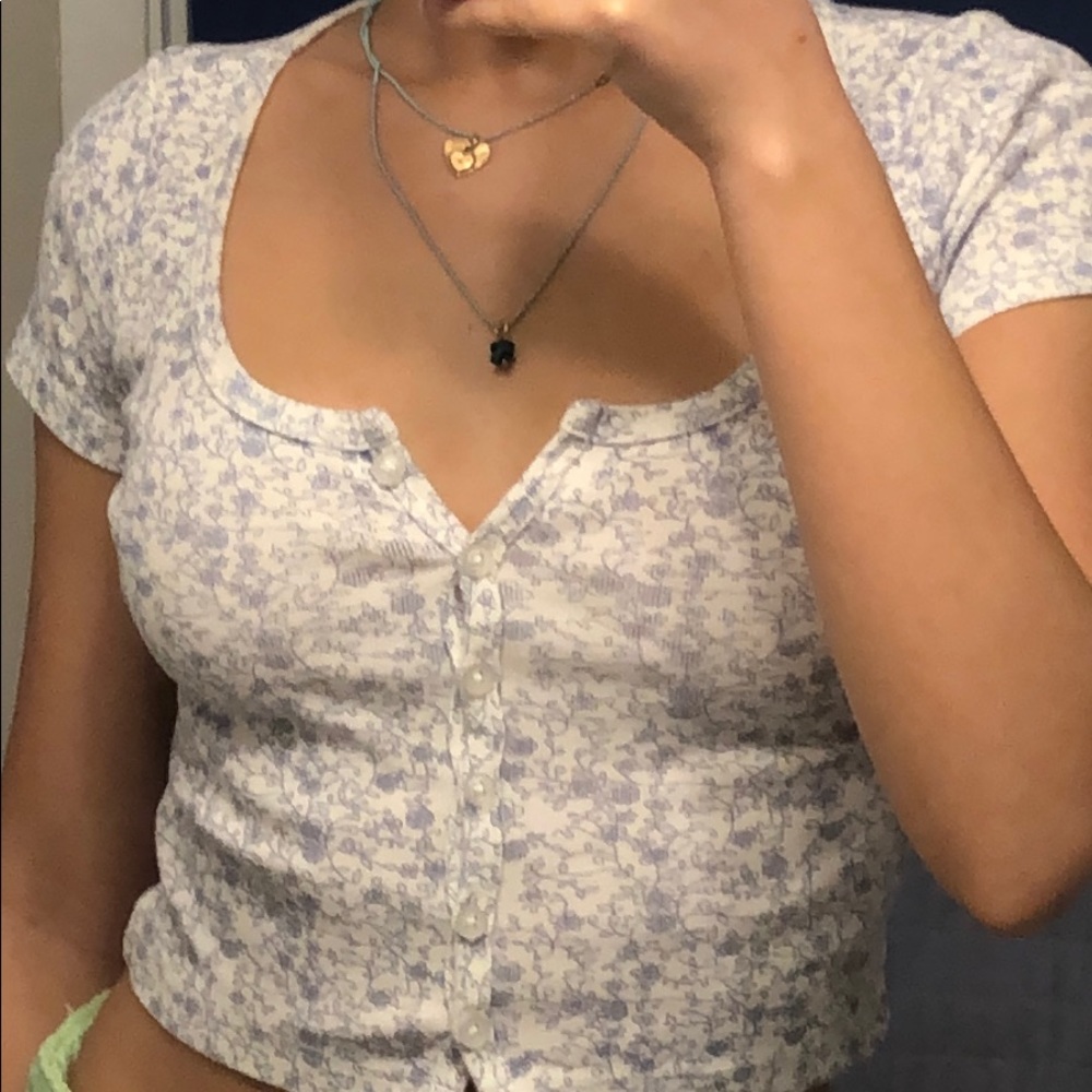 Floral Brandy Melville Button Up Tee